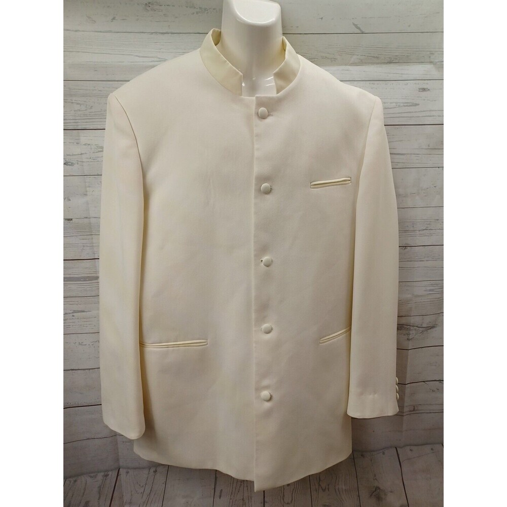 Zacchi Classico Italiana Ivory Blazer Zoot Mens 46L Sport Coat Jacket